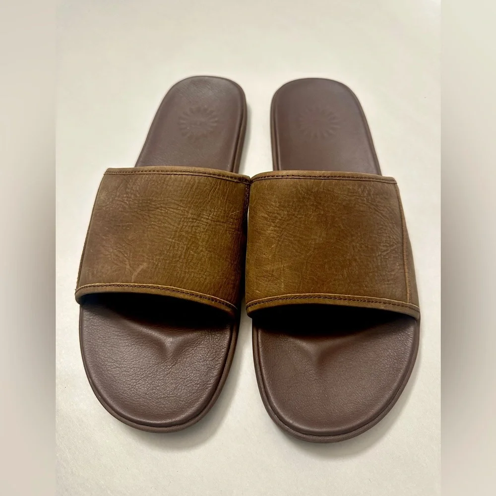 UGG® Men's Seaside Slide Sandal in Luggage Leather US 12